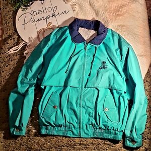 Vtg Lipton Tea Mint and Navy Windbreaker Jacket